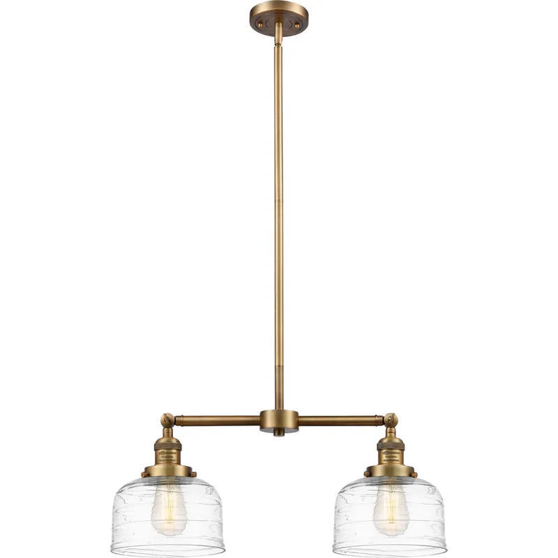 Franklin Restoration Bell LED 21 inch Brushed Brass Island Light Ceiling Light in Clear Deco Swirl Glass
