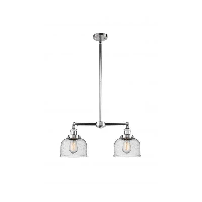 Franklin Restoration Large Bell LED 21 inch Polished Chrome Chandelier Ceiling Light in Seedy Glass, Franklin Restoration