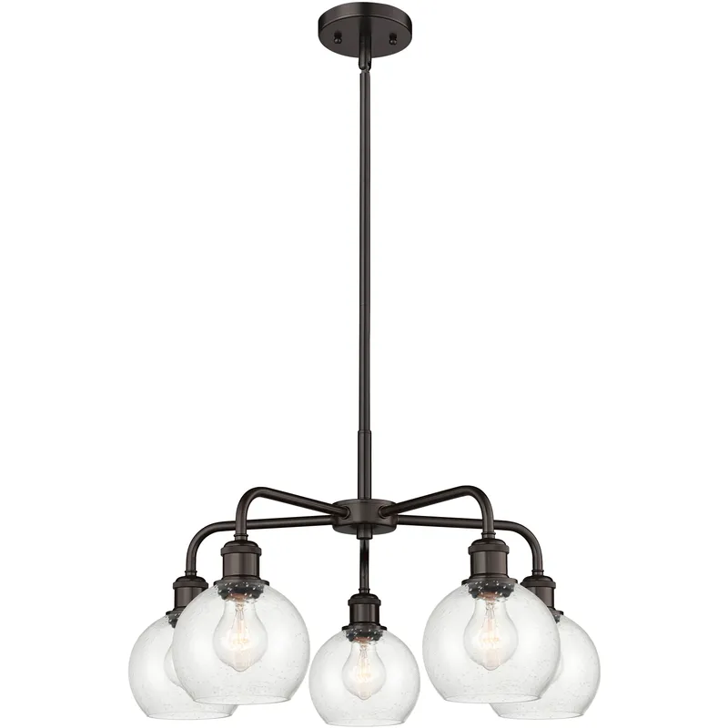 Athens 5 Light 24 inch Oil Rubbed Bronze Chandelier Ceiling Light in Seedy Glass