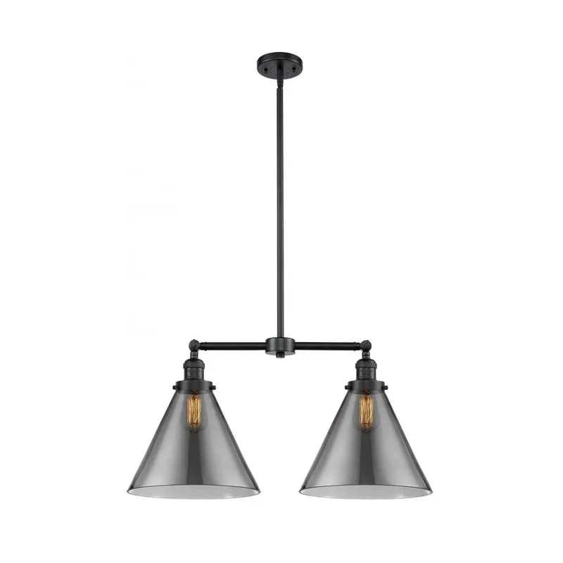 Franklin Restoration X-Large Cone LED 21 inch Oil Rubbed Bronze Chandelier Ceiling Light in Plated Smoke Glass, Franklin Restoration