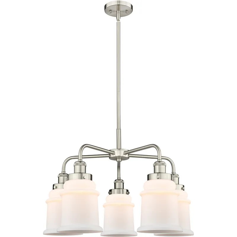 Canton 5 Light 24 inch Satin Nickel Chandelier Ceiling Light in Matte White Glass