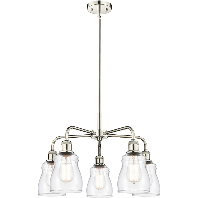 Ellery 5 Light 22.75 inch Polished Nickel Chandelier Ceiling Light in Clear