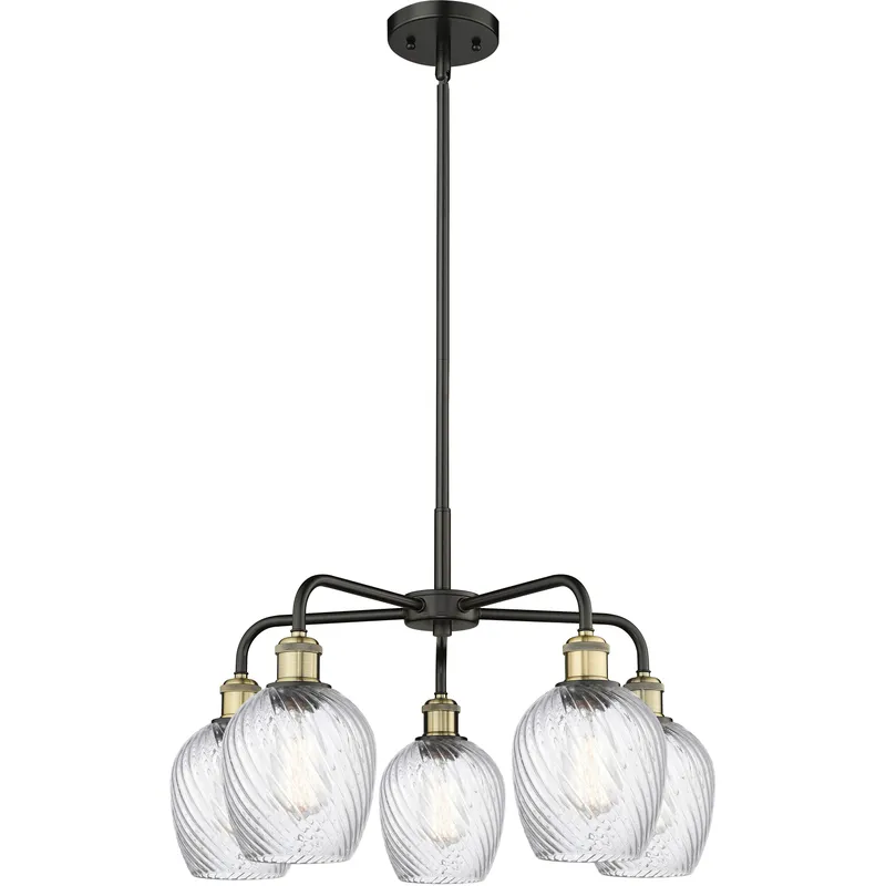 Salina 5 Light 23 inch Black Antique Brass Chandelier Ceiling Light