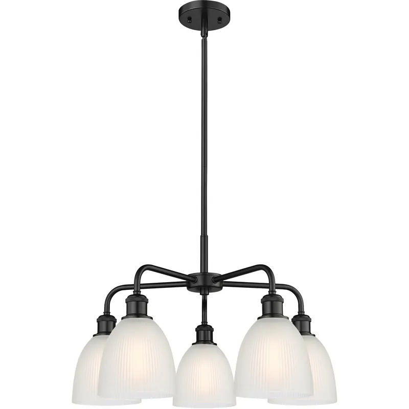 Castile 5 Light 24 inch Matte Black Chandelier Ceiling Light in White Glass