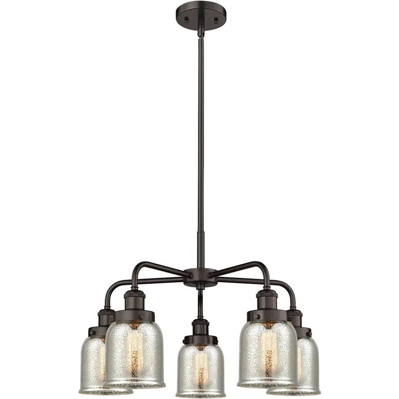 Bell 5 Light 23 inch Oil Rubbed Bronze Chandelier Ceiling Light in Silver Plated Mercury Glass