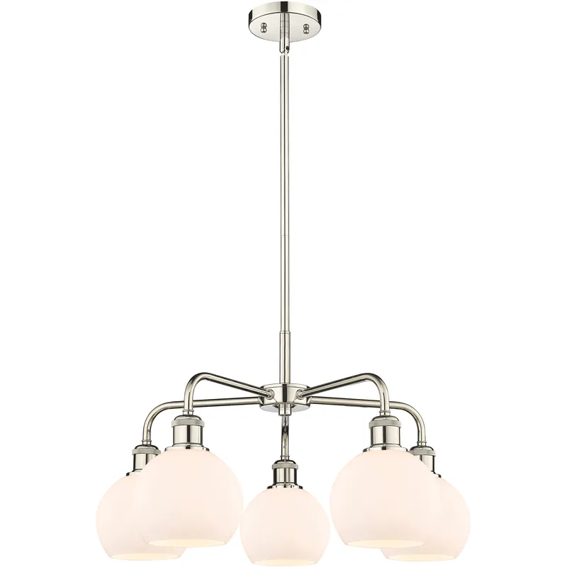 Athens 5 Light 24 inch Polished Nickel Chandelier Ceiling Light in Matte White Glass