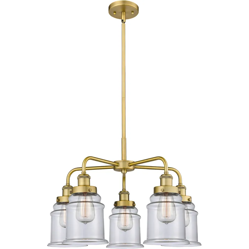 Canton 5 Light 24 inch Brushed Brass Chandelier Ceiling Light in Clear Glass