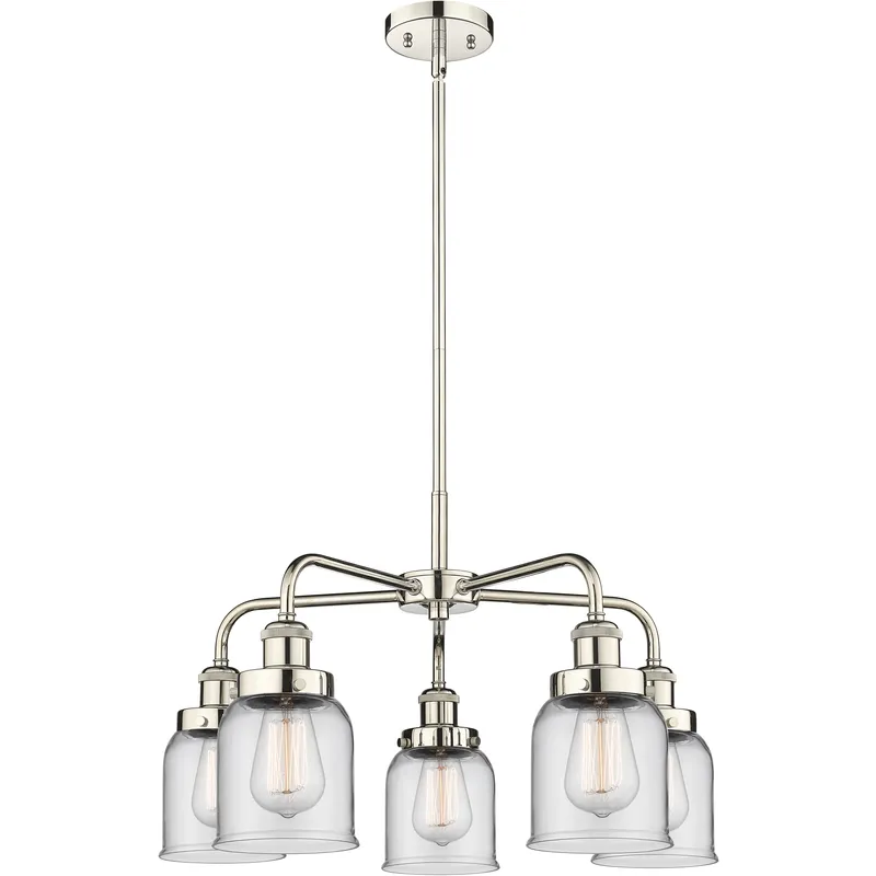 Bell 5 Light 23 inch Polished Nickel Chandelier Ceiling Light in Clear Glass