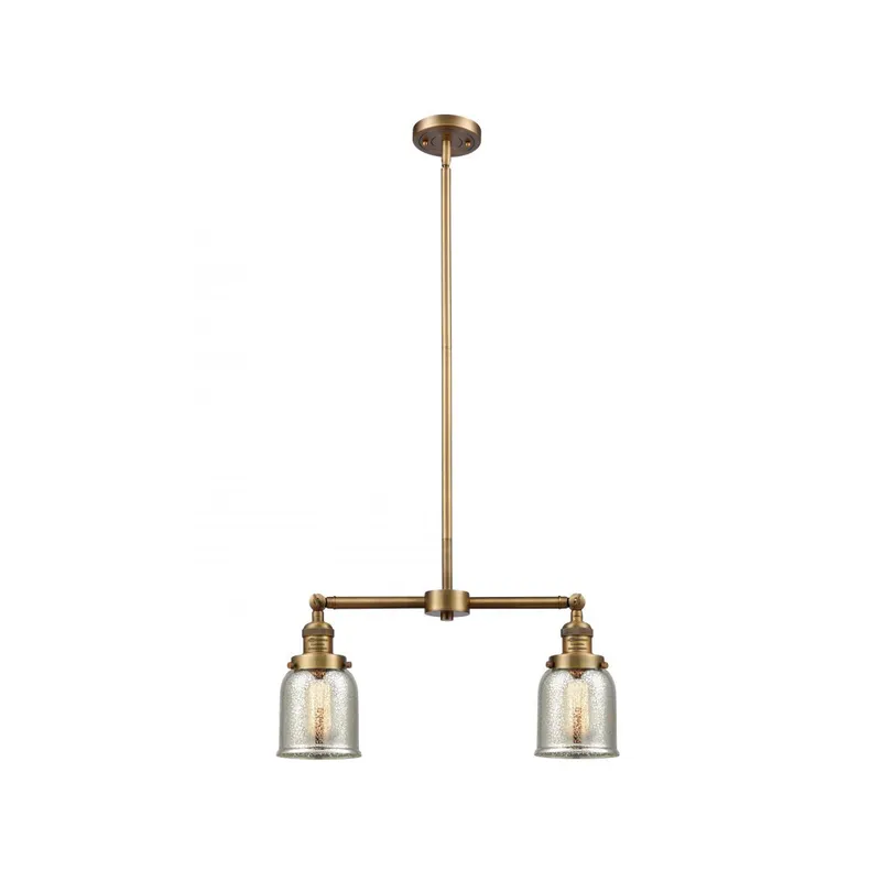 Franklin Restoration Small Bell 2 Light 43 inch Brushed Brass Island Light Ceiling Light in Silver Plated Mercury Glass, Franklin Restoration