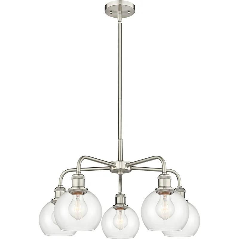 Athens 5 Light 24 inch Satin Nickel Chandelier Ceiling Light in Clear Glass