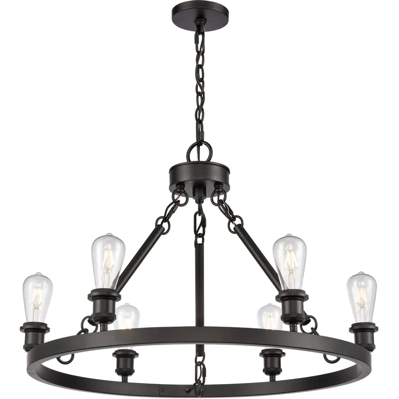 Ballston Saloon 6 Light 30 inch Matte Black Chandelier Ceiling Light in Bulb Not Included, Ballston