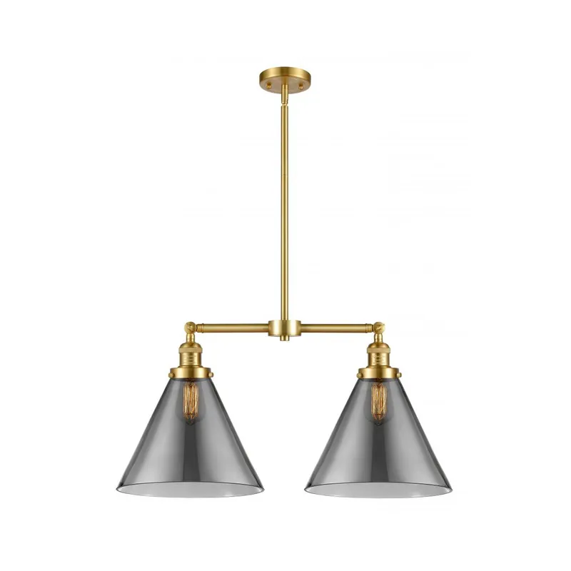 Franklin Restoration X-Large Cone LED 21 inch Satin Gold Chandelier Ceiling Light in Plated Smoke Glass, Franklin Restoration