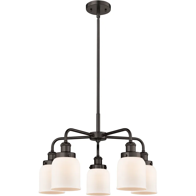 Bell 5 Light 23 inch Oil Rubbed Bronze Chandelier Ceiling Light in Matte White Glass