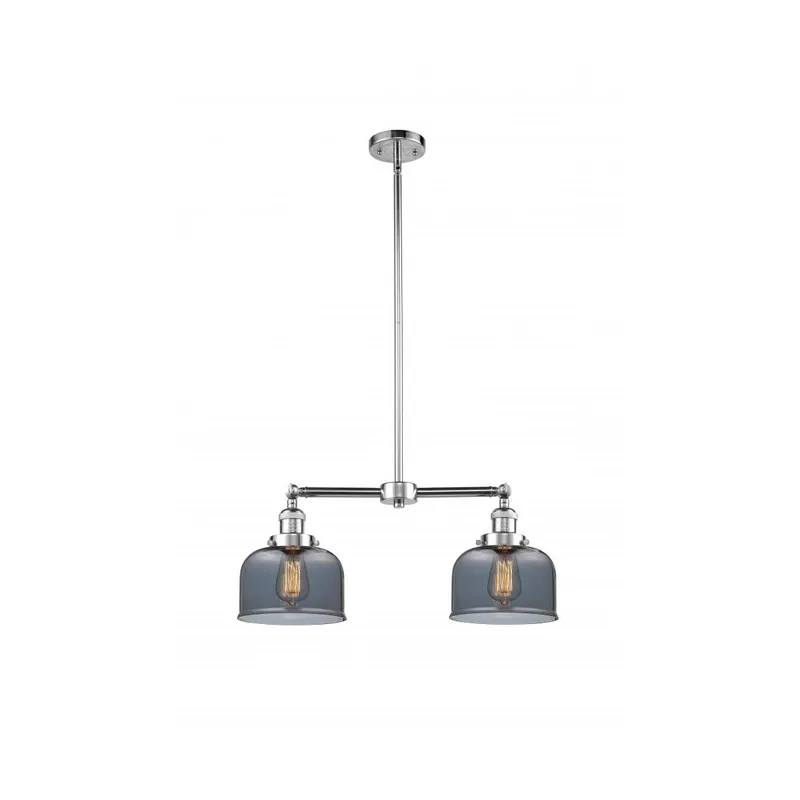 Franklin Restoration Large Bell LED 21 inch Polished Chrome Chandelier Ceiling Light in Plated Smoke Glass, Franklin Restoration