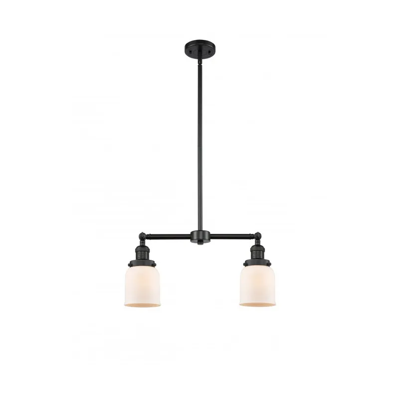 Franklin Restoration Small Bell 2 Light 21 inch Matte Black Chandelier Ceiling Light in Matte White Glass, Franklin Restoration