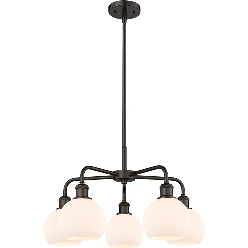 Athens 5 Light 24 inch Oil Rubbed Bronze Chandelier Ceiling Light in Matte White Glass