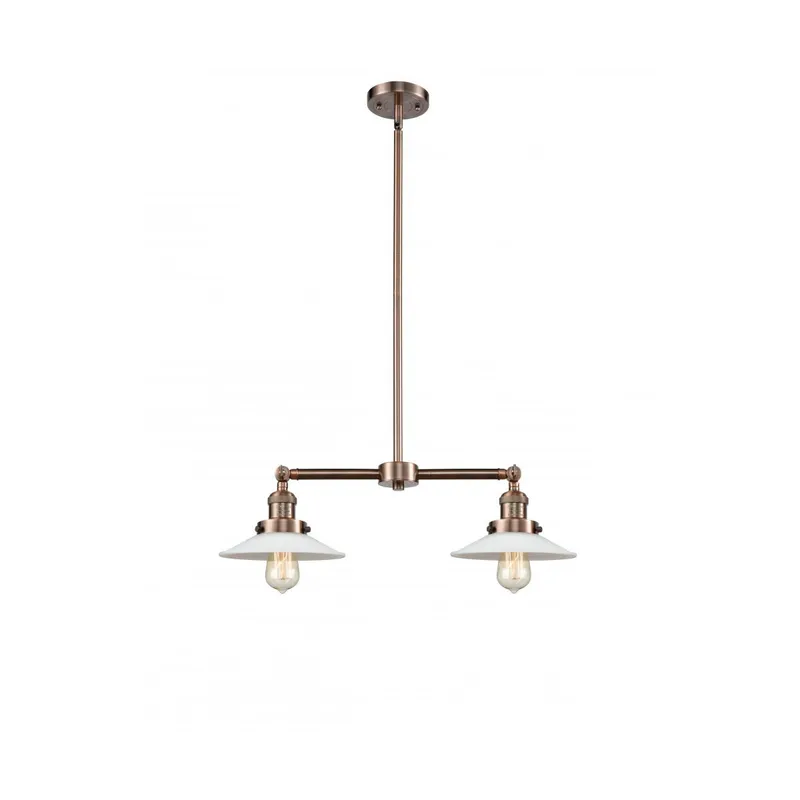 Franklin Restoration Halophane LED 21 inch Antique Copper Chandelier Ceiling Light in White Halophane Glass, Franklin Restoration