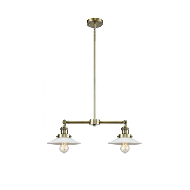 Franklin Restoration Halophane LED 21 inch Antique Brass Chandelier Ceiling Light in White Halophane Glass, Franklin Restoration