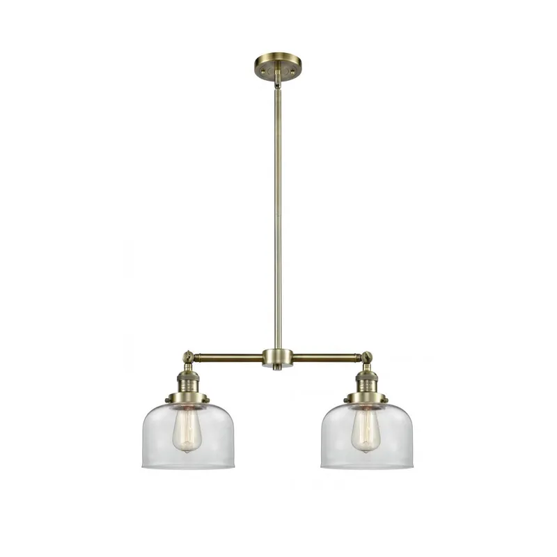 Franklin Restoration Large Bell LED 21 inch Antique Brass Chandelier Ceiling Light in Clear Glass, Franklin Restoration