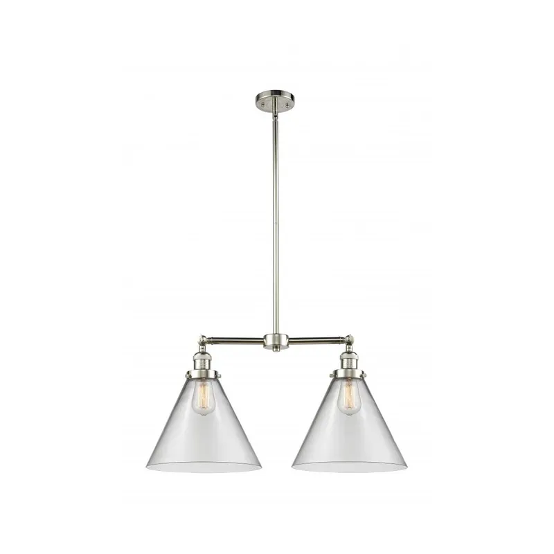 Franklin Restoration X-Large Cone LED 21 inch Polished Nickel Chandelier Ceiling Light in Clear Glass, Franklin Restoration