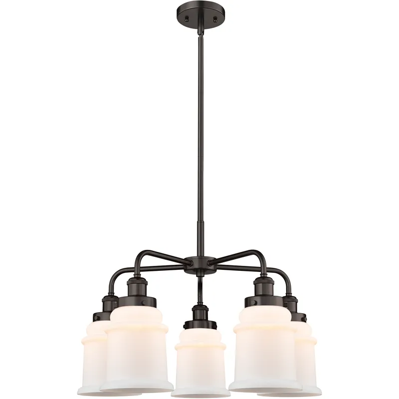 Canton 5 Light 24 inch Oil Rubbed Bronze Chandelier Ceiling Light in Matte White Glass