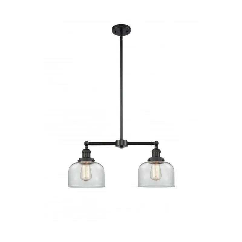 Franklin Restoration Large Bell LED 21 inch Matte Black Chandelier Ceiling Light in Clear Glass, Franklin Restoration