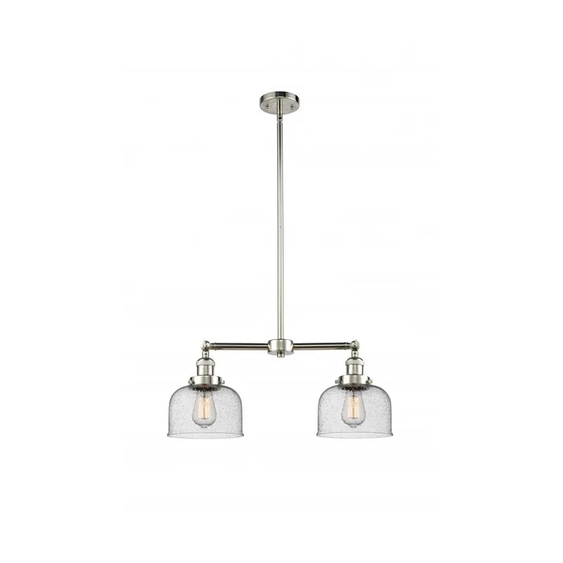 Franklin Restoration Large Bell LED 21 inch Polished Nickel Chandelier Ceiling Light in Seedy Glass, Franklin Restoration