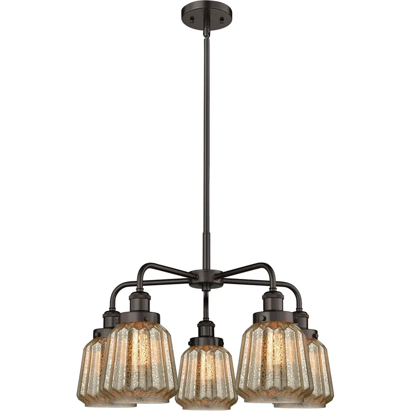 Chatham 5 Light 24.5 inch Oil Rubbed Bronze Chandelier Ceiling Light in Mercury Glass