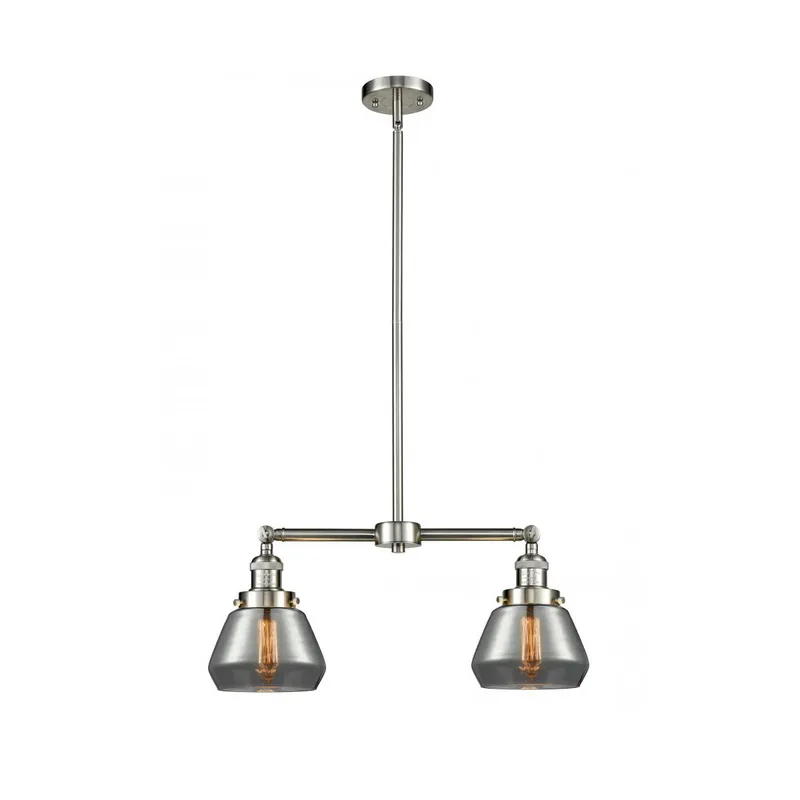 Franklin Restoration Fulton LED 21 inch Brushed Satin Nickel Chandelier Ceiling Light in Plated Smoke Glass, Franklin Restoration