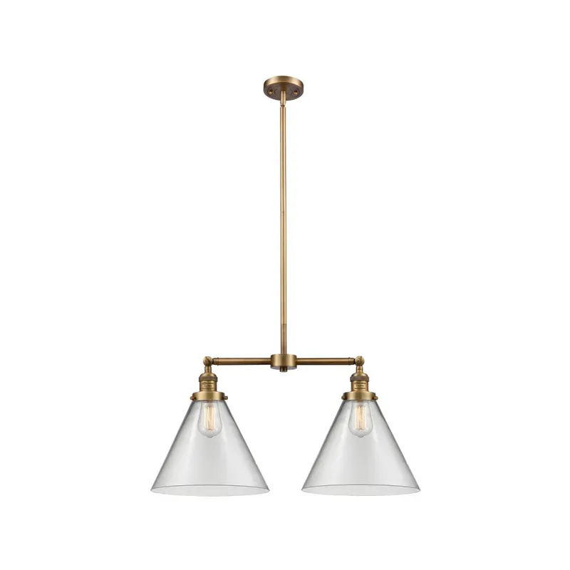 Franklin Restoration X-Large Cone LED 21 inch Brushed Brass Chandelier Ceiling Light in Clear Glass, Franklin Restoration