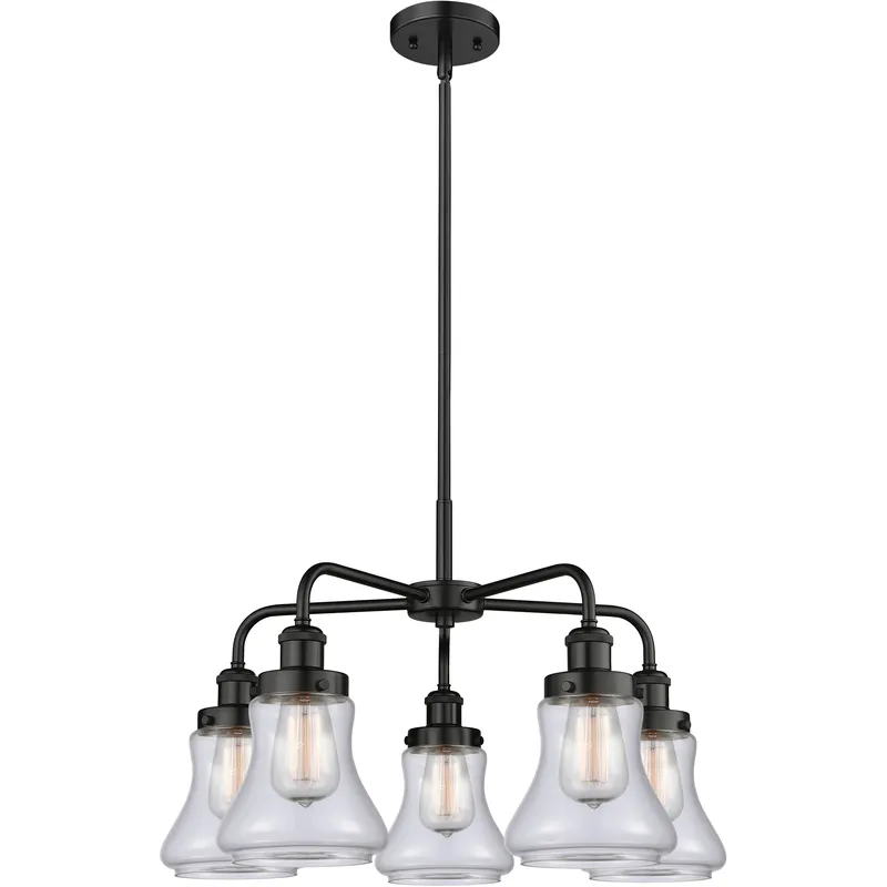Bellmont 5 Light 24 inch Matte Black Chandelier Ceiling Light in Clear Glass