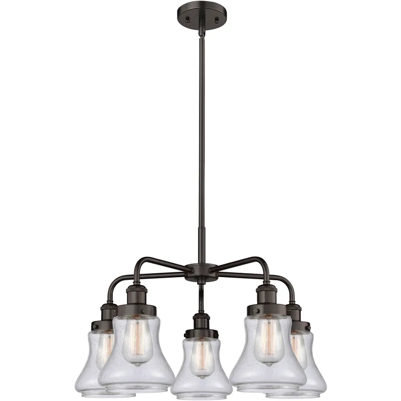 Bellmont 5 Light 24 inch Oil Rubbed Bronze Chandelier Ceiling Light in Seedy Glass