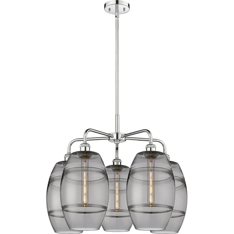 Ballston Vaz 5 Light 26 inch Polished Chrome Stem Hung Chandelier Ceiling Light
