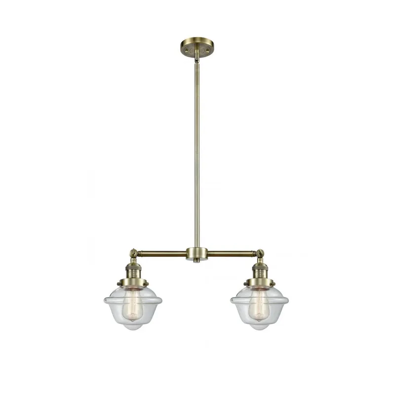 Franklin Restoration Small Oxford LED 24 inch Antique Brass Chandelier Ceiling Light in Clear Glass, Franklin Restoration