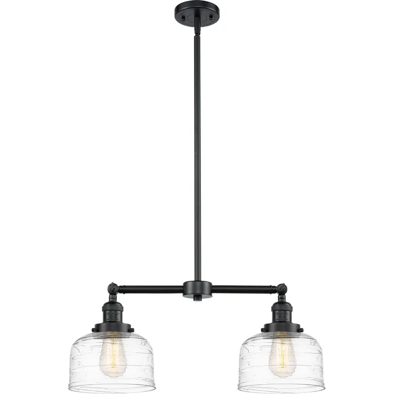 Franklin Restoration Bell LED 21 inch Oil Rubbed Bronze Island Light Ceiling Light in Clear Deco Swirl Glass