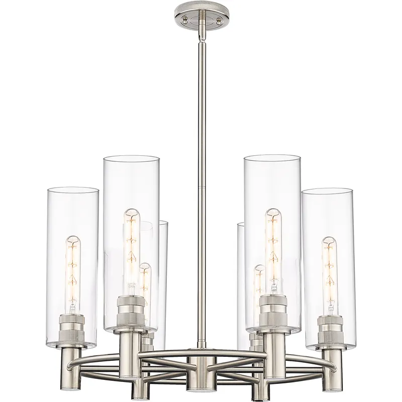 Crown Point 6 Light 24 inch Polished Nickel Chandelier Ceiling Light in Clear Glass