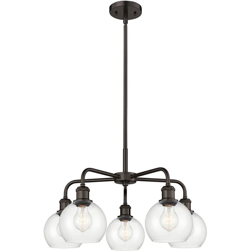 Athens 5 Light 24 inch Oil Rubbed Bronze Chandelier Ceiling Light in Clear Glass
