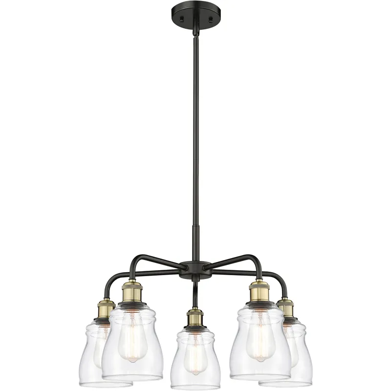 Ellery 5 Light 22.75 inch Black Antique Brass Chandelier Ceiling Light in Clear