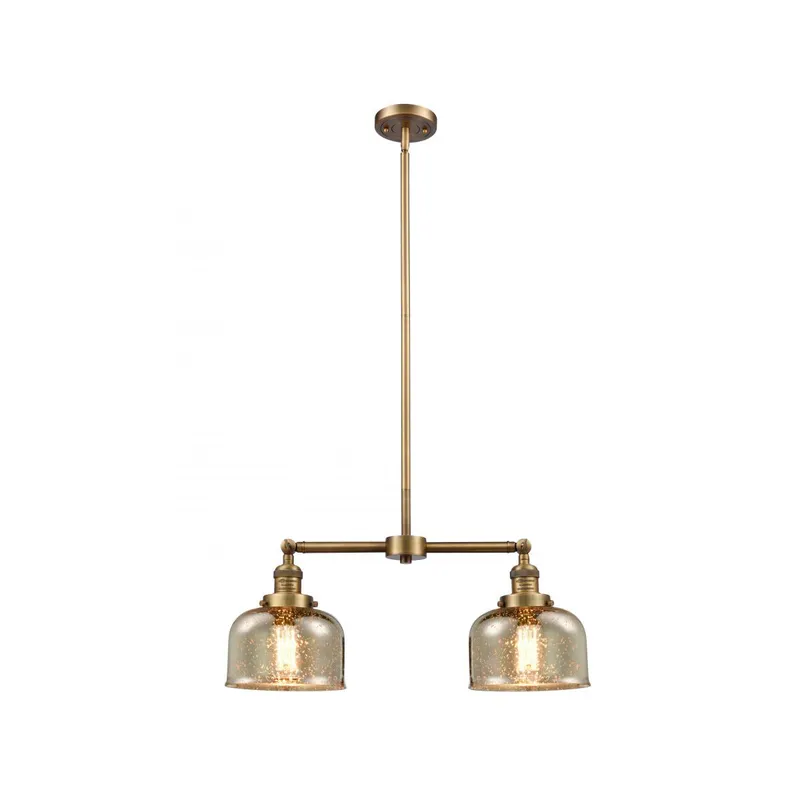 Franklin Restoration Large Bell LED 24 inch Brushed Brass Chandelier Ceiling Light in Silver Plated Mercury Glass, Franklin Restoration