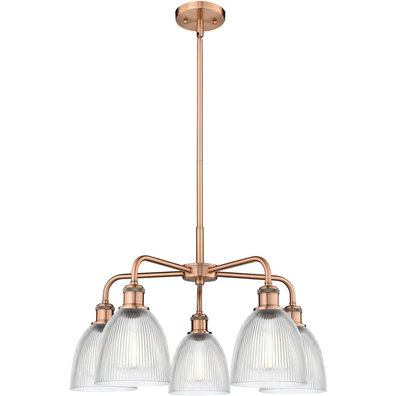 Castile 5 Light 24 inch Antique Copper Chandelier Ceiling Light in Clear Glass