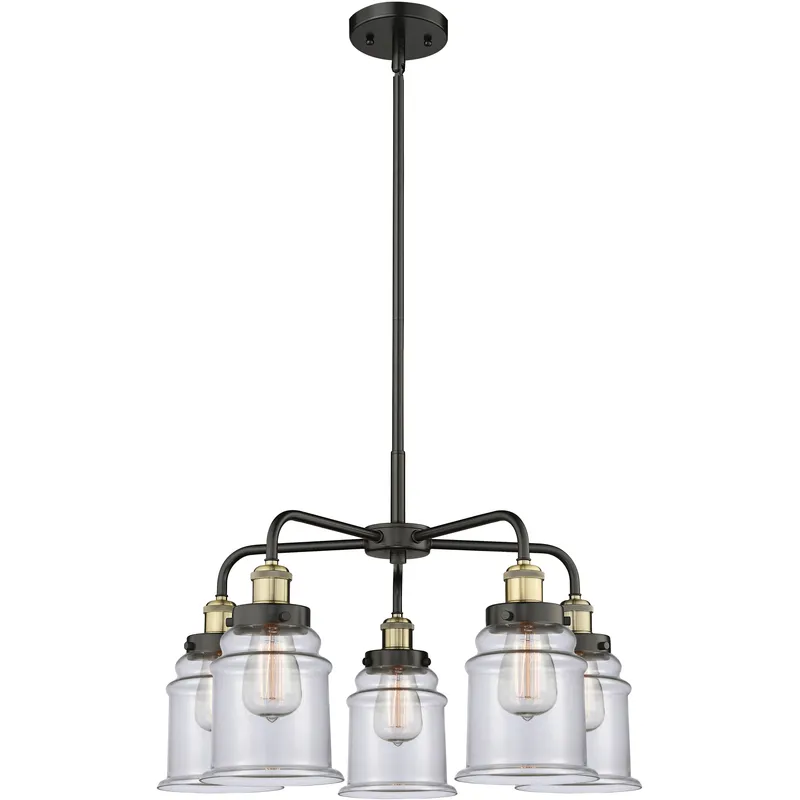 Canton 5 Light 24 inch Black Antique Brass Chandelier Ceiling Light in Clear Glass