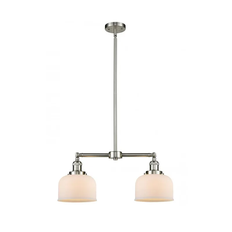 Franklin Restoration Large Bell LED 21 inch Brushed Satin Nickel Chandelier Ceiling Light in Matte White Glass, Franklin Restoration