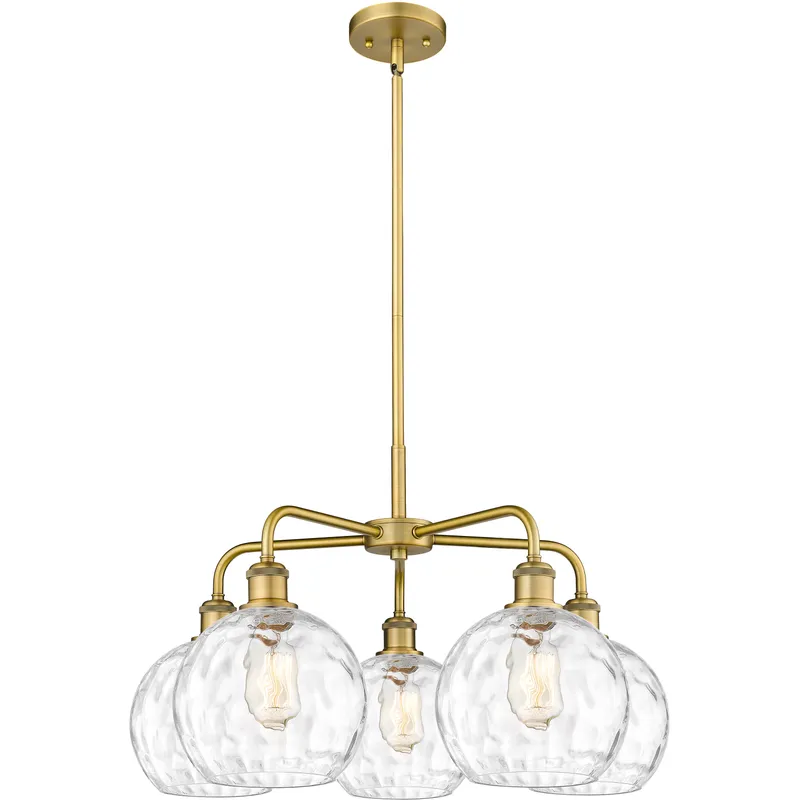 Athens Water Glass 5 Light 26 inch Brushed Brass Chandelier Ceiling Light