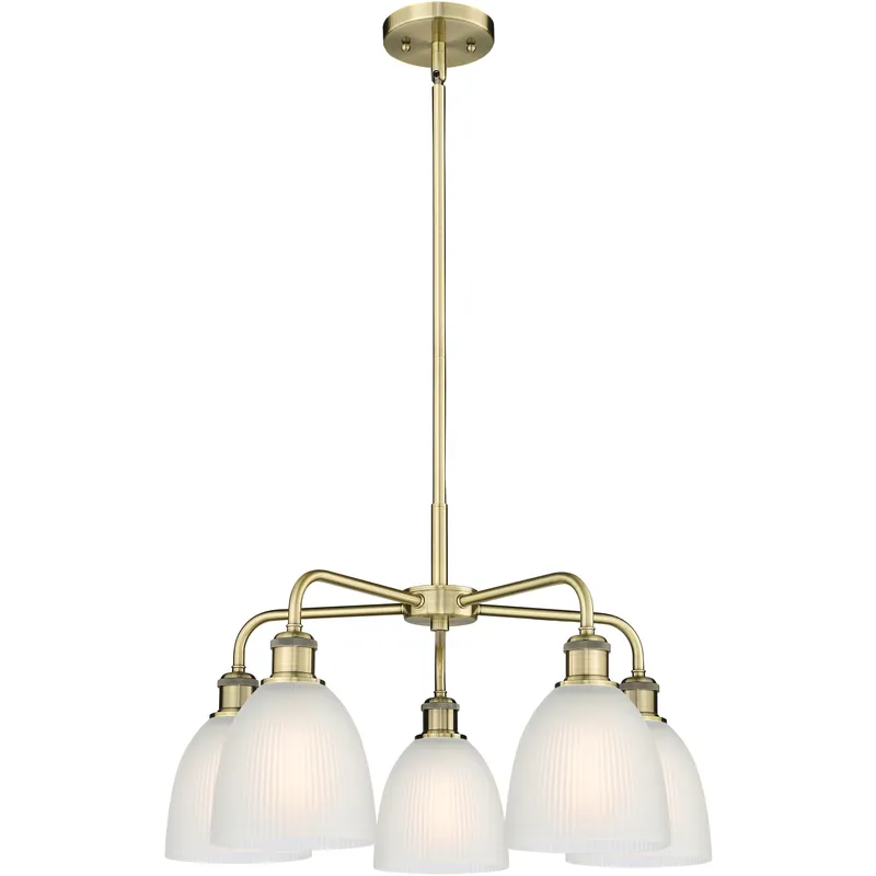 Castile 5 Light 24 inch Antique Brass Chandelier Ceiling Light in White Glass