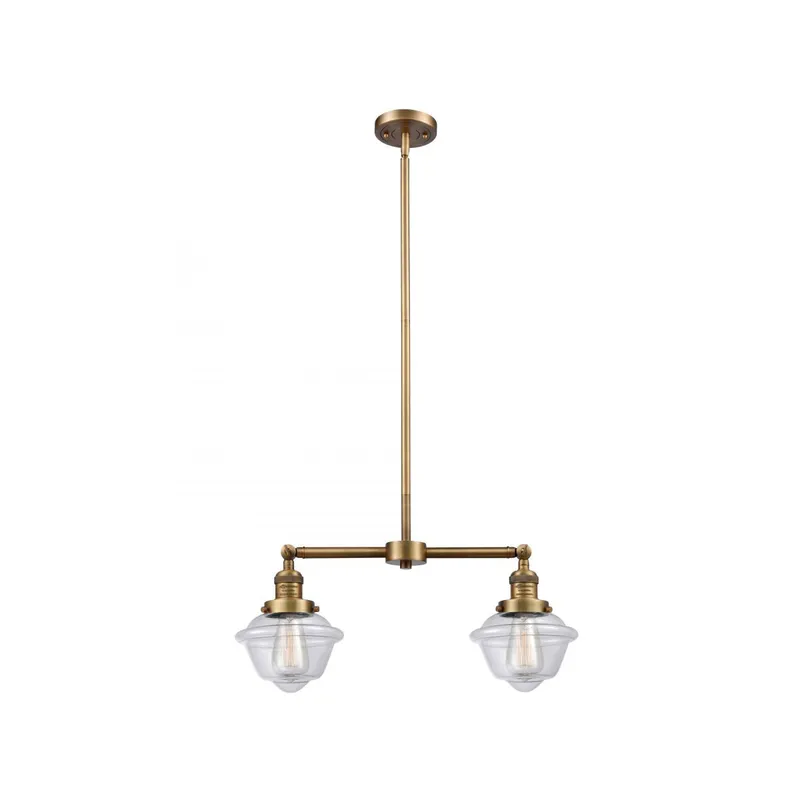 Franklin Restoration Small Oxford LED 24 inch Brushed Brass Chandelier Ceiling Light in Clear Glass, Franklin Restoration