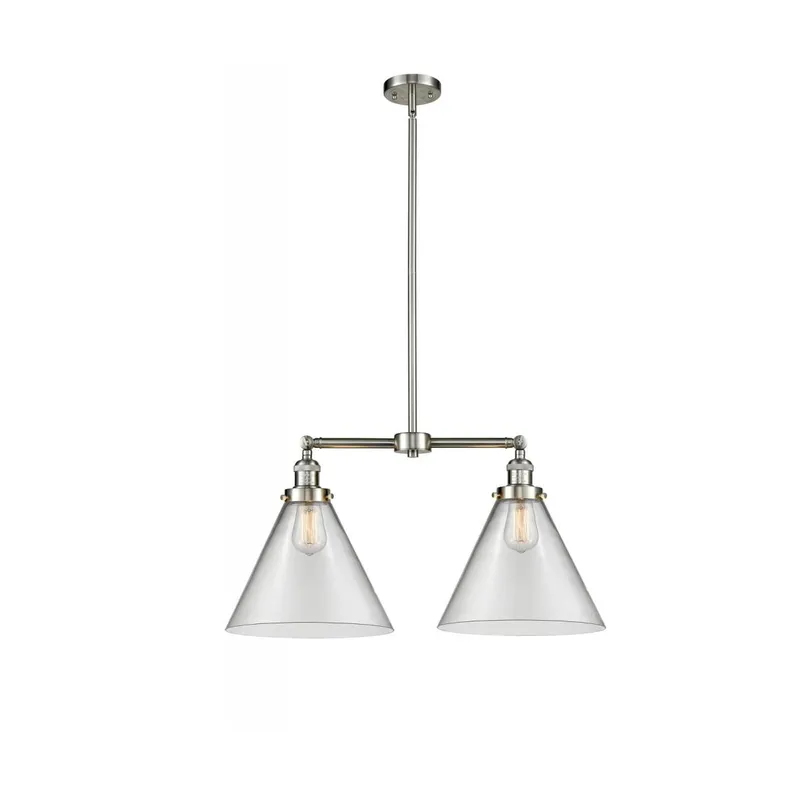 Franklin Restoration X-Large Cone LED 21 inch Brushed Satin Nickel Chandelier Ceiling Light in Clear Glass, Franklin Restoration