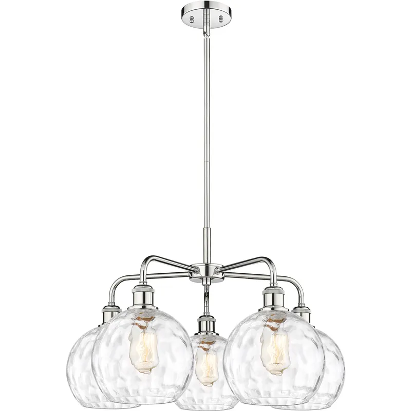 Athens Water Glass 5 Light 26 inch Polished Chrome Chandelier Ceiling Light