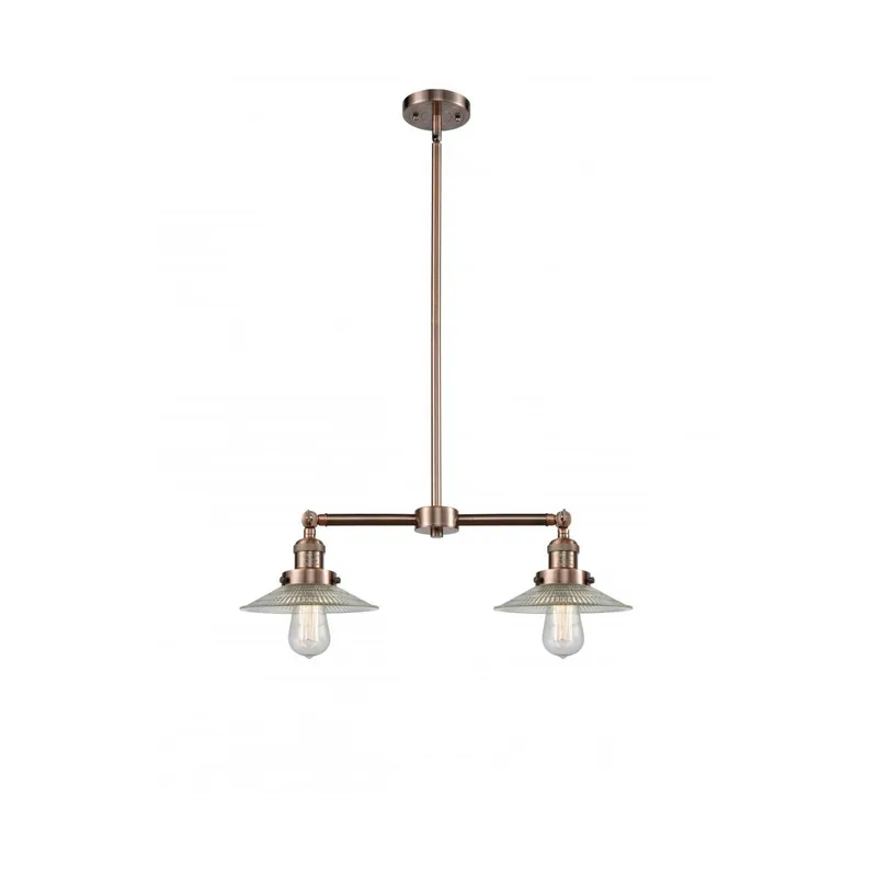 Franklin Restoration Halophane LED 21 inch Antique Copper Chandelier Ceiling Light in Clear Halophane Glass, Franklin Restoration
