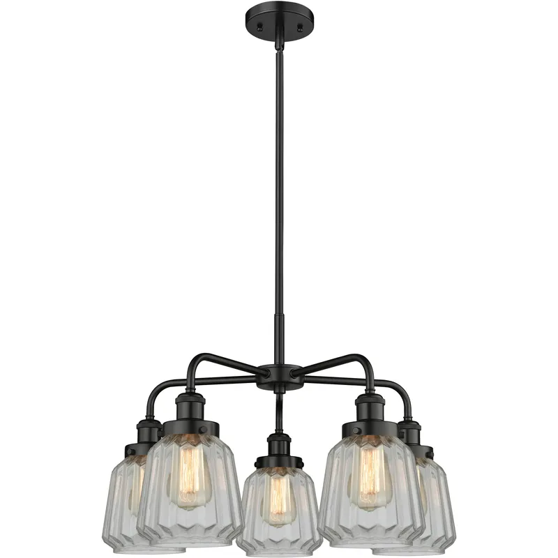 Chatham 5 Light 24.5 inch Matte Black Chandelier Ceiling Light in Clear Glass