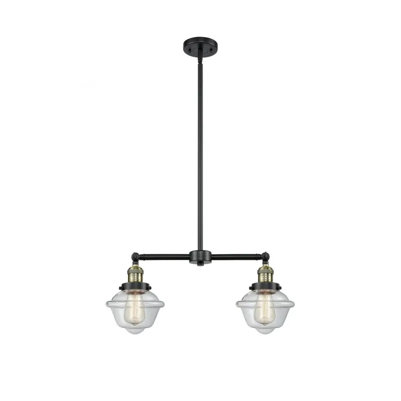 Franklin Restoration Small Oxford LED 24 inch Black Antique Brass Chandelier Ceiling Light in Clear Glass, Franklin Restoration